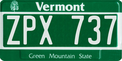 VT license plate ZPX737