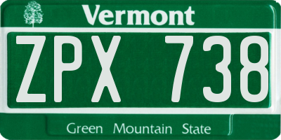 VT license plate ZPX738