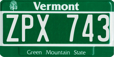 VT license plate ZPX743