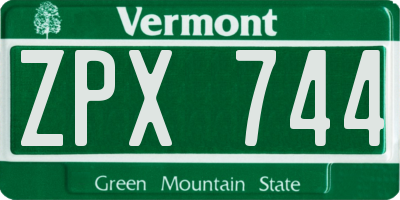 VT license plate ZPX744