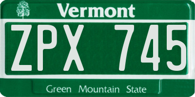 VT license plate ZPX745