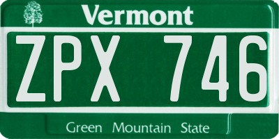 VT license plate ZPX746