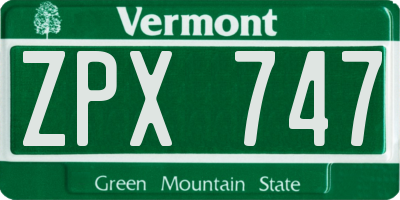 VT license plate ZPX747