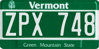 VT license plate ZPX748