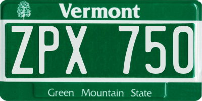 VT license plate ZPX750