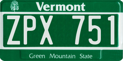VT license plate ZPX751