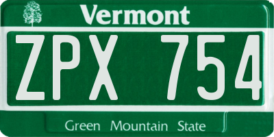 VT license plate ZPX754