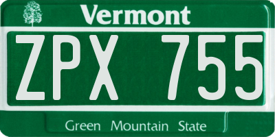 VT license plate ZPX755