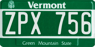 VT license plate ZPX756