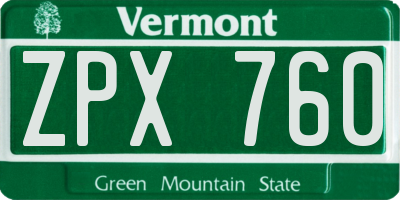 VT license plate ZPX760