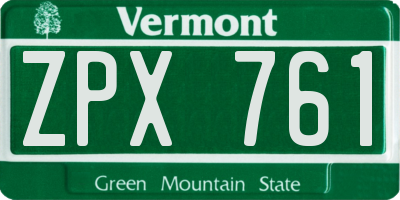 VT license plate ZPX761