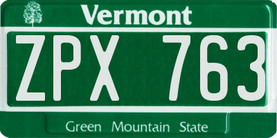 VT license plate ZPX763