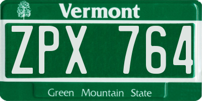 VT license plate ZPX764