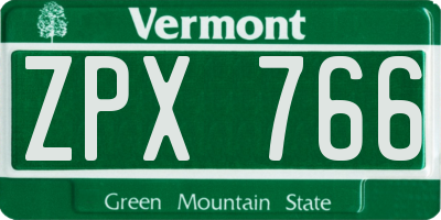 VT license plate ZPX766