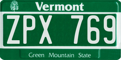 VT license plate ZPX769