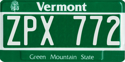 VT license plate ZPX772