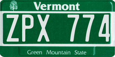 VT license plate ZPX774