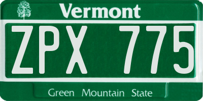 VT license plate ZPX775