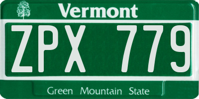 VT license plate ZPX779