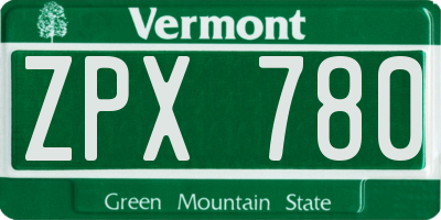 VT license plate ZPX780