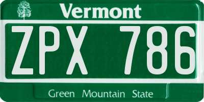 VT license plate ZPX786