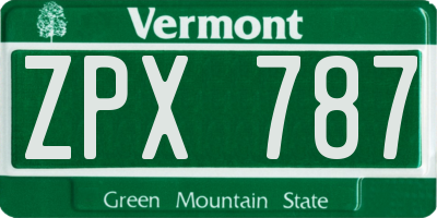 VT license plate ZPX787