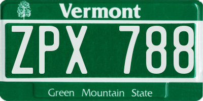 VT license plate ZPX788