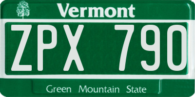 VT license plate ZPX790