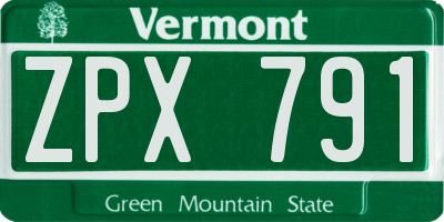 VT license plate ZPX791