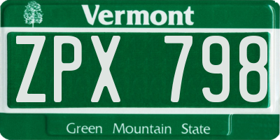 VT license plate ZPX798