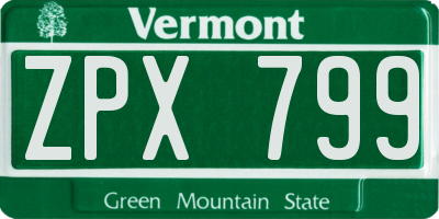 VT license plate ZPX799