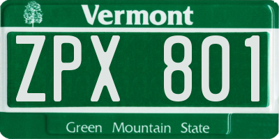 VT license plate ZPX801