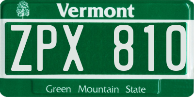 VT license plate ZPX810