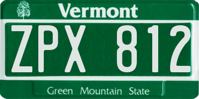 VT license plate ZPX812