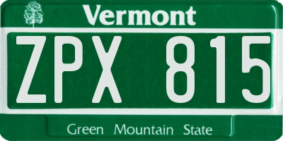 VT license plate ZPX815