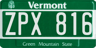 VT license plate ZPX816