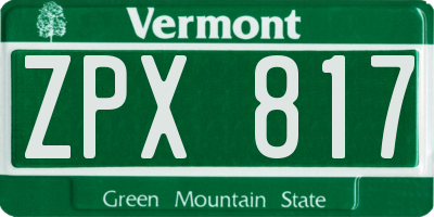 VT license plate ZPX817
