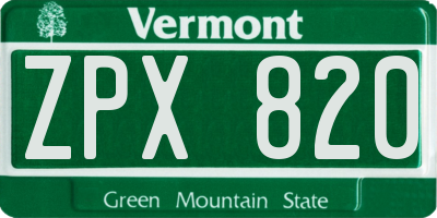 VT license plate ZPX820
