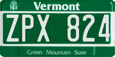 VT license plate ZPX824