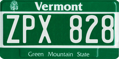 VT license plate ZPX828