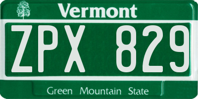 VT license plate ZPX829