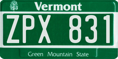 VT license plate ZPX831
