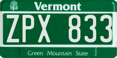 VT license plate ZPX833