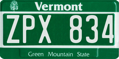 VT license plate ZPX834
