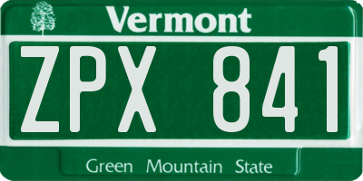 VT license plate ZPX841