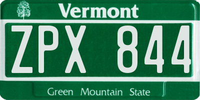 VT license plate ZPX844