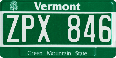 VT license plate ZPX846