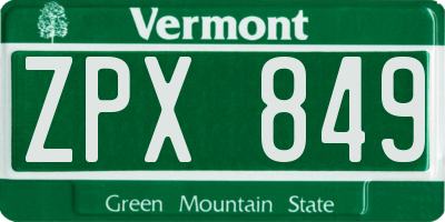 VT license plate ZPX849