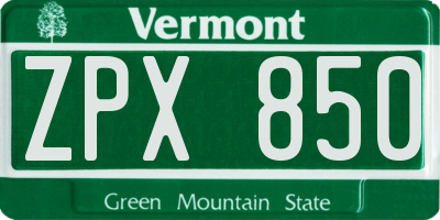 VT license plate ZPX850