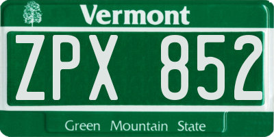 VT license plate ZPX852